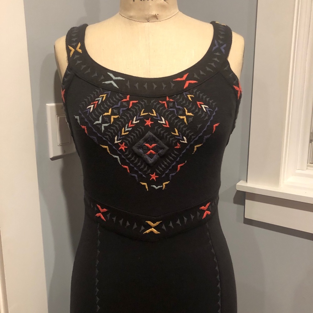 Free People Scoop Neck Black Jersey Dress- Large